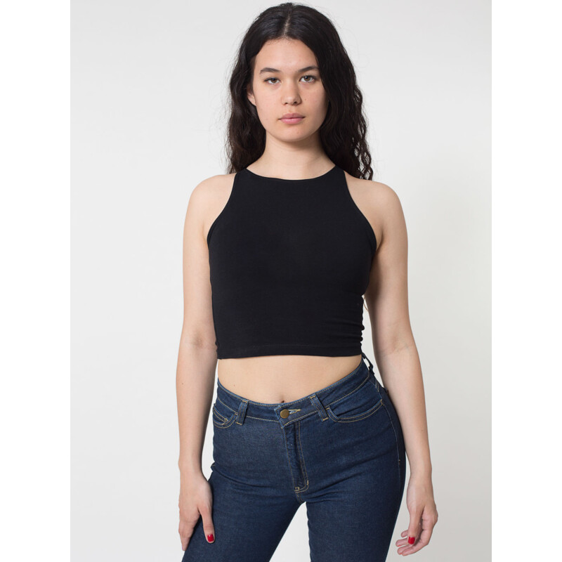 8369 Cotton Spandex Jersey Sleeveless Crop Top Thumbnail