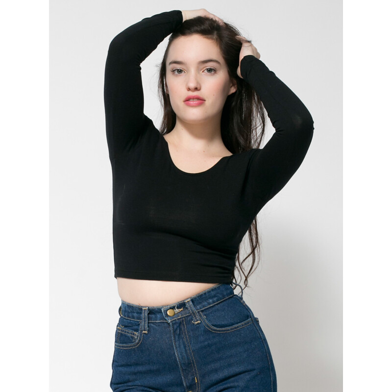 8379 L/S Cotton Spandex Jersey Crop Top Thumbnail