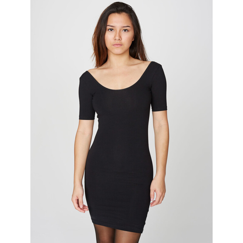 rsa8340 Cotton Spandex Jersey Double-U Neck Mini Dress Thumbnail